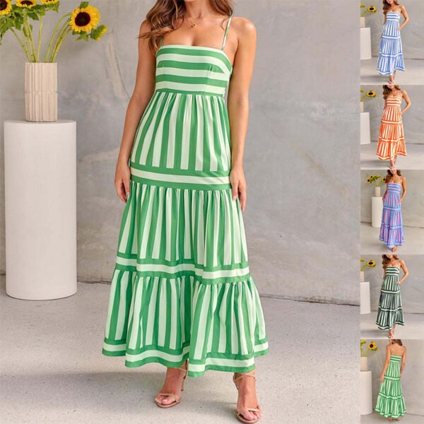 Striped Suspender Maxi Dress