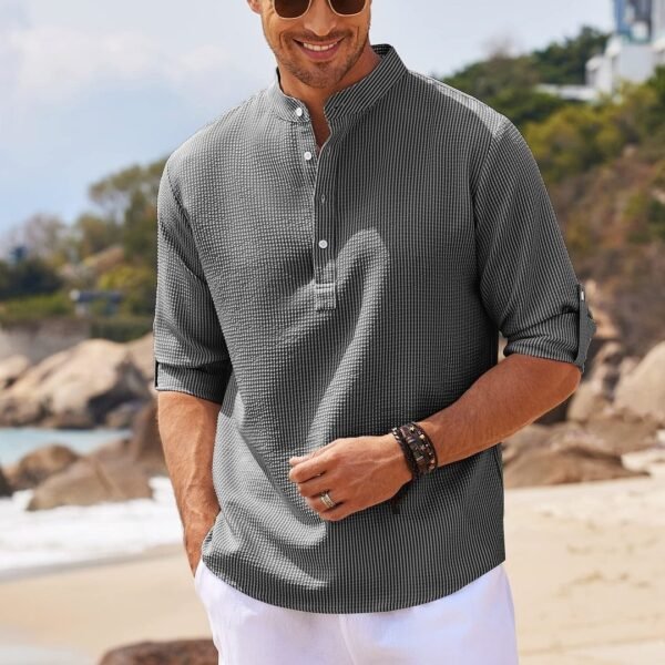 Men’s Long Sleeve Stand Collar Shirt