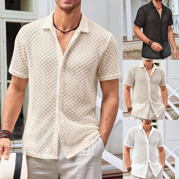 Men's Summer Mesh Lapel Shirt